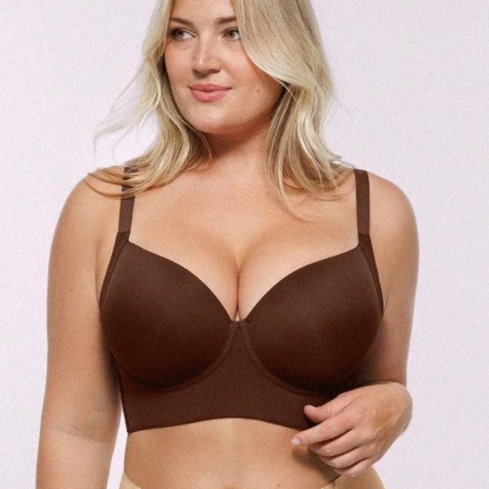 Shapellx Bare Essentials AirSlim Underwire Push-Up Bra Brown 40E/F NWT